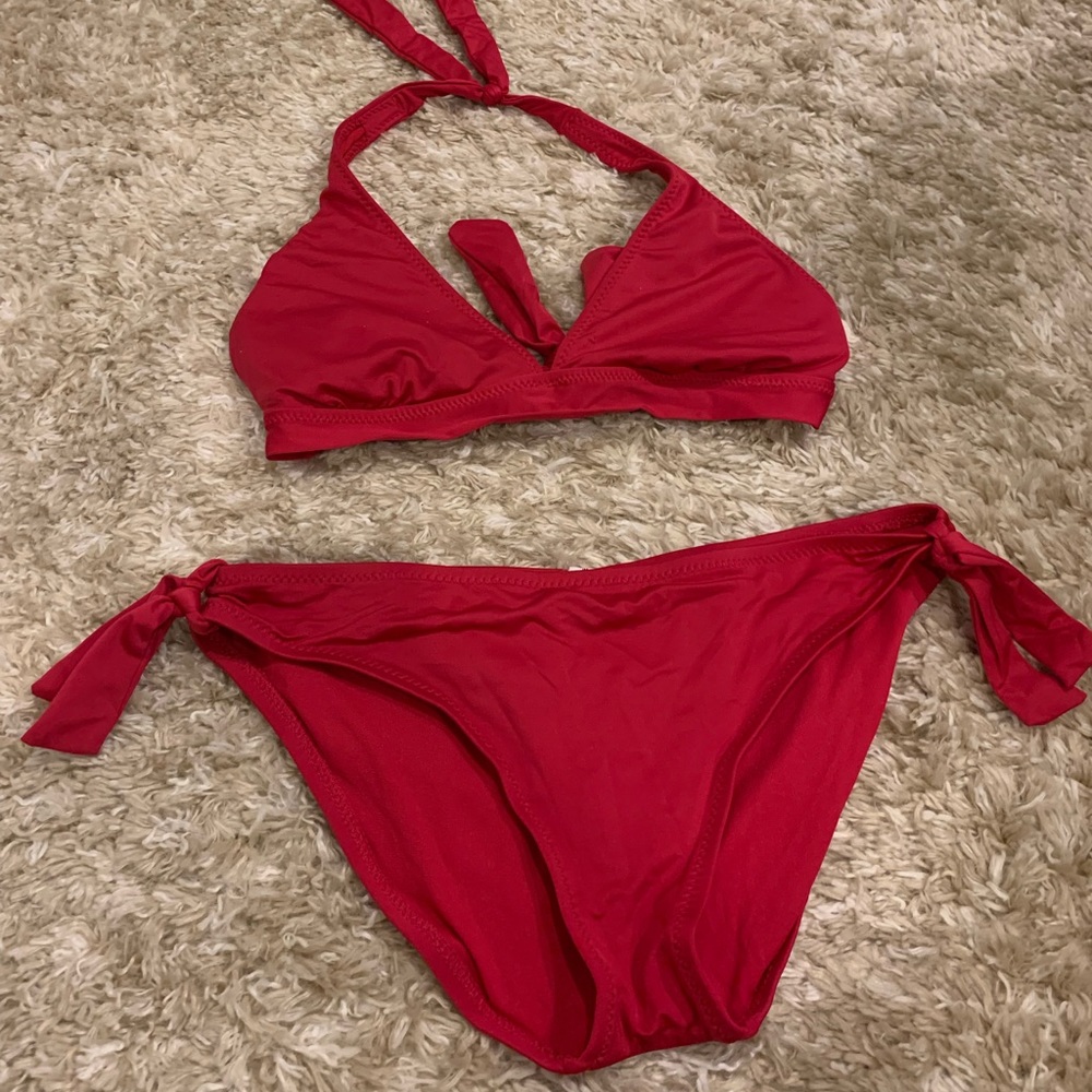 Fuschia halter bikini top